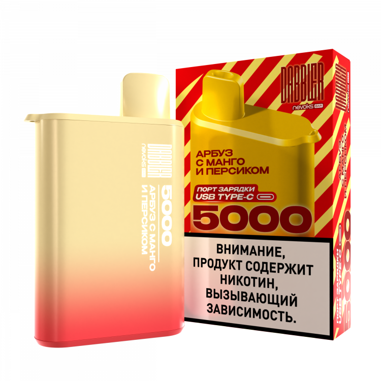 Одноразовая электронная сигарета Dabbler 5000 - с ароматом арбуза с манго и персиком